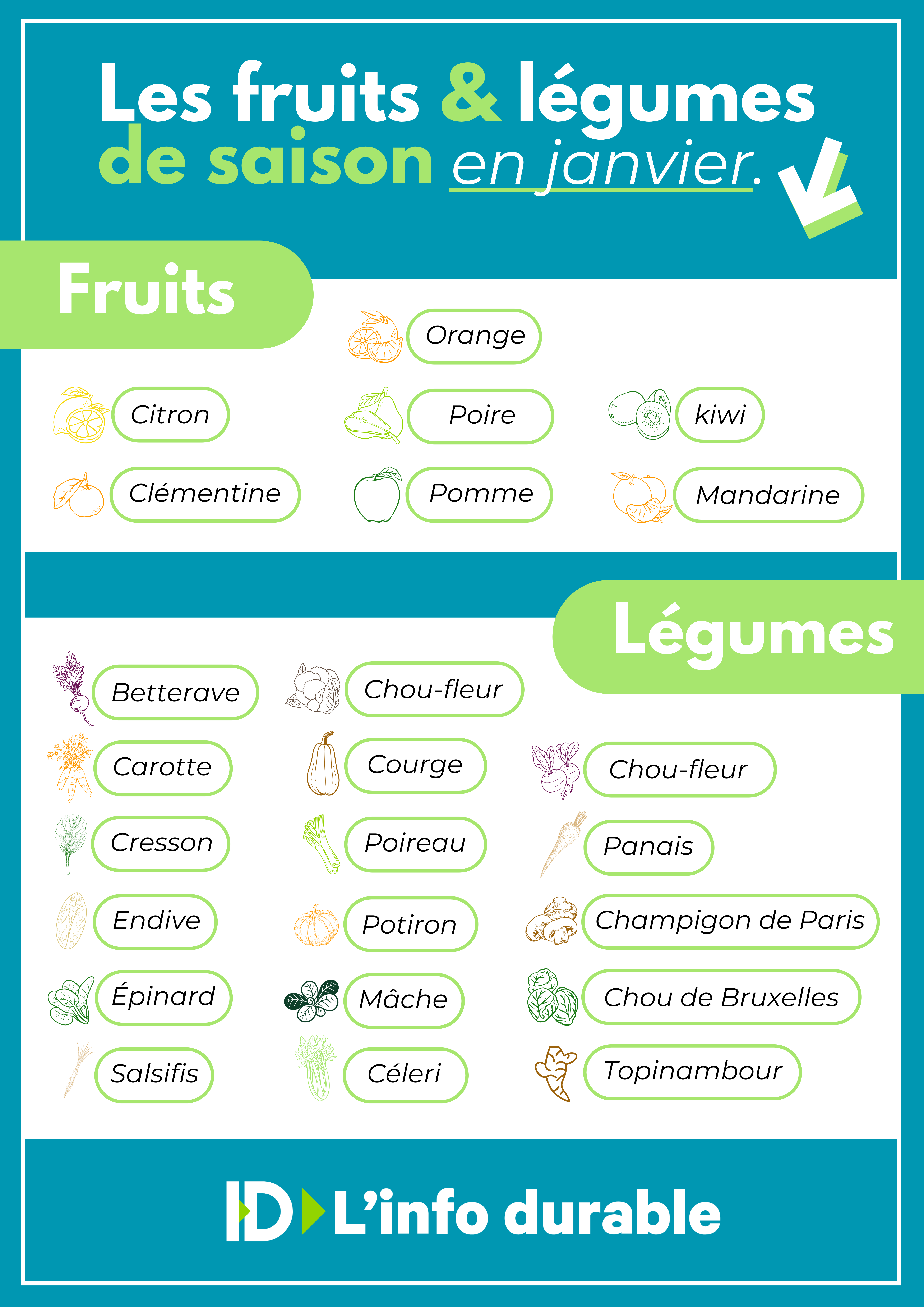 Fruits et légumes de janvier