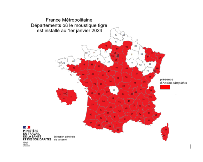 présence du moustique tigre dans les départements français 