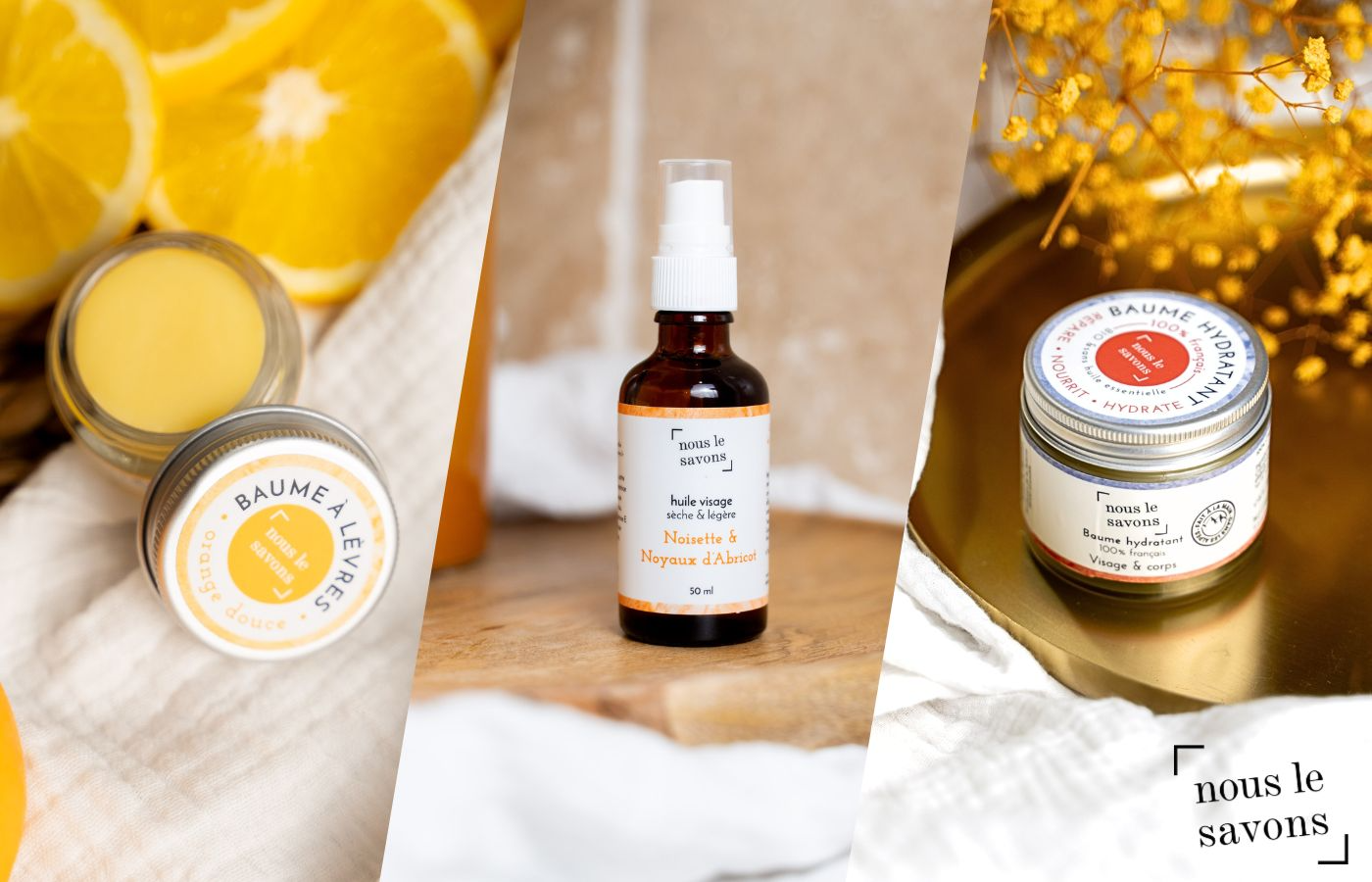 Savons, baume, huiles et liniment, le coffret Les Essentiels vous fera découvrir toute la gamme Nous Le Savons