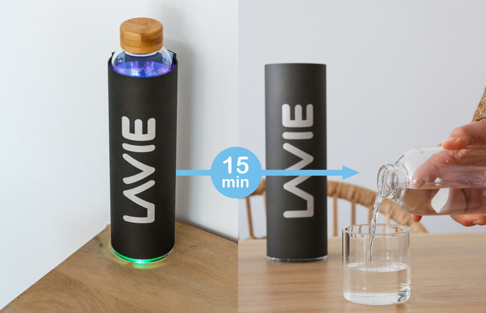 Uniharpa Purificateur d'eau UV, bouteille d'eau isotherme en acier inoxydable autonettoyante